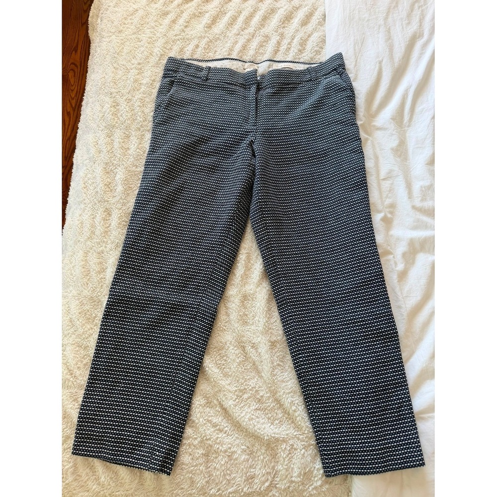 J.Crew Cafe Capri Pants Womens 10 Navy White Textured Career Preppy Cropped
